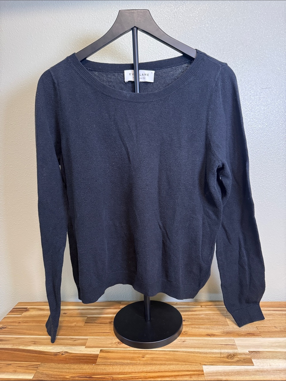 Everlane Womens Cotton Cashmere Crewneck Sweater Black Medium Flaw